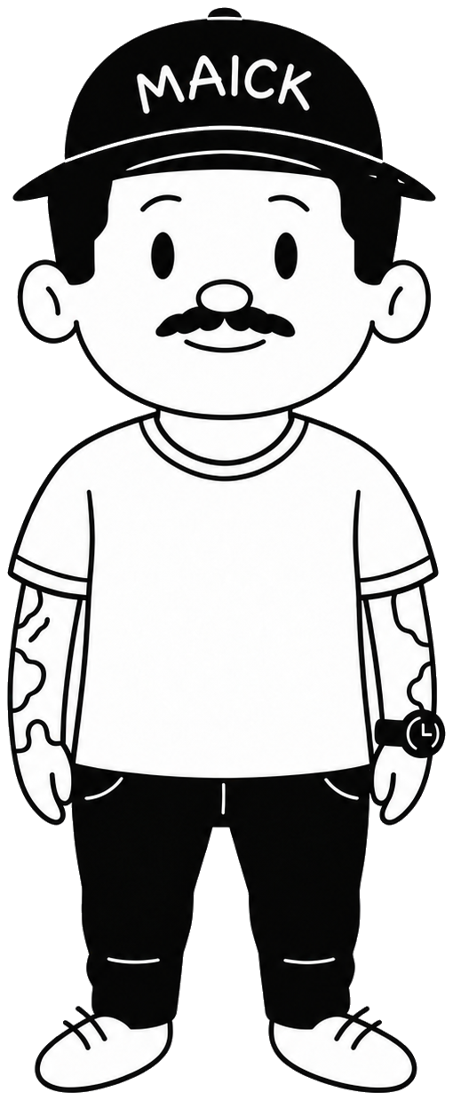 Maicão desenhado como boneco